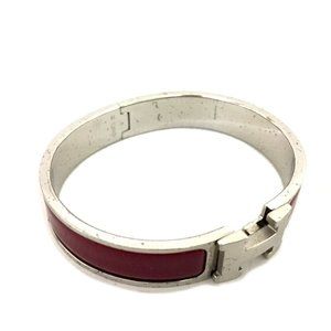 HERMES Clic HH Black Leather Bangle Bracelet